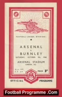 Arsenal v Burnley 1948 – 1940s Old Football Programmes