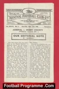 Arsenal v Derby County 1946 – 1940s Old Football Programmes