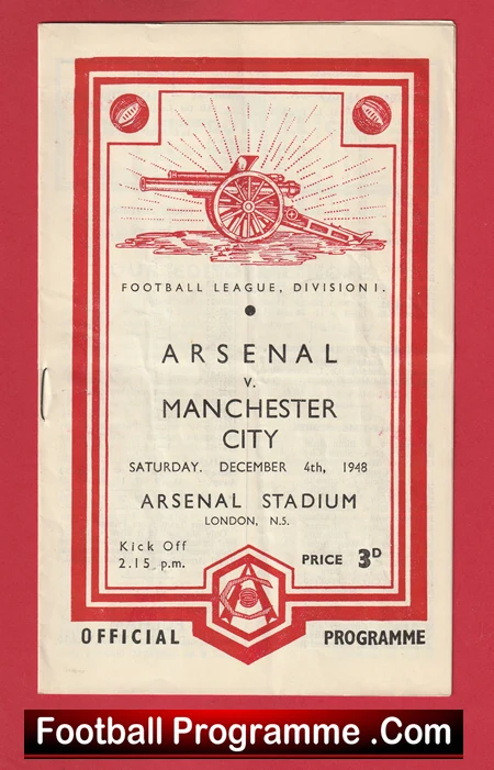 Arsenal v Manchester City 1948 - 1940s Old Football Programmes - Image 2