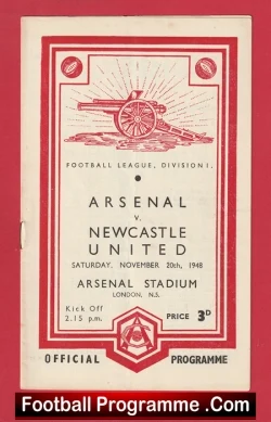 Arsenal v Newcastle United 1948 - 1940s - football programme