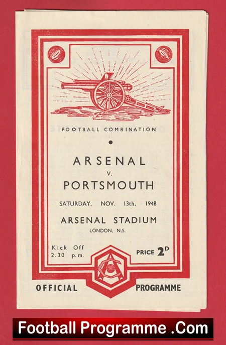 Arsenal v Portsmouth 1948 - 1940s Old Football Programmes - Image 2