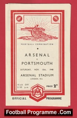Arsenal v Portsmouth 1948 - 1940s Old Football Programmes - football programme
