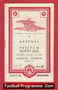 Arsenal v Preston 1948 – 1940s Old Football Programmes