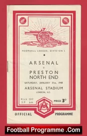Arsenal v Preston 1948 – 1940s Old Football Programmes