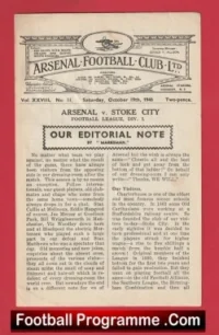 Arsenal v Stoke City 1946 – 1940s Old Football Programmes