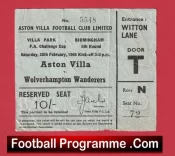 Aston Villa v Wolves 1965 – Semi Final Ticket