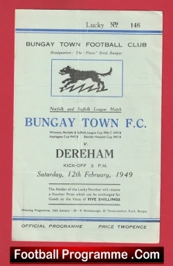 Bungay Town v Dereham 1949 - Norfolk and Suffolk League 1940s - football programme