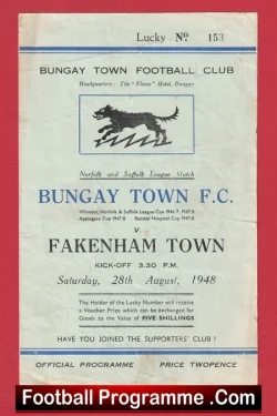 Bungay Town v Fakenham Town 1948 - Norfolk and Suffolk League 1940s - football programme