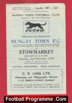 Bungay Town v Stowmarket 1950 - Suffolk Senior Cup 1950s - football programme