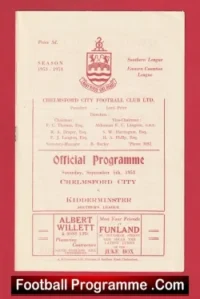 Chelmsford City v Kidderminster 1953 – 1950s Programme