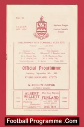 Chelmsford City v Kidderminster 1953 – 1950s Programme