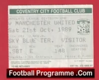 Coventry City v Manchester United 1989 – Match Ticket