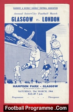 Glasgow v London 1964 - Schoolboys at Hampden Scotland - football programme