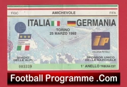 Italy v Germany 1992 - Football Match Ticket - football memorabilia