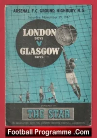London Boys v Glasgow Boys 1947 – at Arsenal