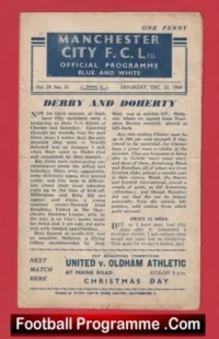 Manchester City v Chester 1944 – 1940s Programmes