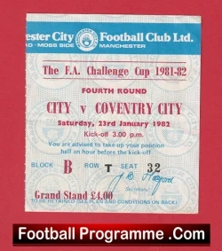 Manchester City v Coventry City 1982 - Semi Final Ticket - football memorabilia