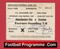 Manchester City v Everton 1969 – Semi Final Ticket Signed