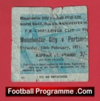 Manchester City v Portsmouth 1971 – Semi Final Ticket