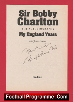 Manchester United Bobby Charlton Signed Autobiography Page - football programme