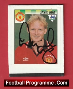 Manchester United David May Autographed Signed Football Sticker Man Utd - football programme