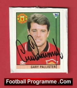 Manchester United Gary Pallister Autographed Signed Football Sticker Man Utd - football programme