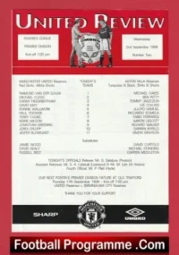 Manchester United v Aston Villa 1998 – Man Utd Treble Season Reserves