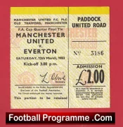 Manchester United v Everton 1983 – Match Ticket FA Cup Q Final