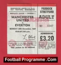 Manchester United v Everton 1987 – Football Ticket No 0347