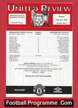 Manchester United v Leicester City 1999 - Man Utd Treble Season Reserves - football programme