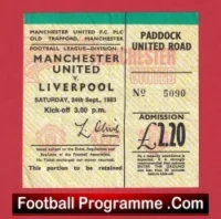 Manchester United v Liverpool 1983 – Match Ticket