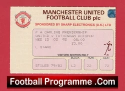 Manchester United v Tottenham 1995 - Football Ticket - football memorabilia