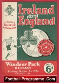 Northern Ireland v England 1954 – Windsor Park Belfast