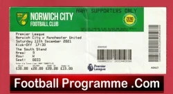 Norwich City v Manchester United 2021 - Match Ticket - football memorabilia