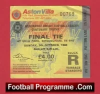 Nottingham Forest v Sheffield Wednesday 1988 – League Cup Centenary Final Ticket