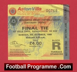 Nottingham Forest v Sheffield Wednesday 1988 - League Cup Centenary Final Ticket - football memorabilia