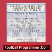 Oldham Athletic v West Ham United 1990 – Semi Final Ticket