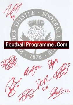 Partick Thistle Football Team Multi Signed Autographed Sheet - football programme