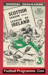Scotland League v League Of Ireland 1954