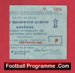 West Bromwich Albion v Arsenal 1969 - Semi Final Ticket - football memorabilia