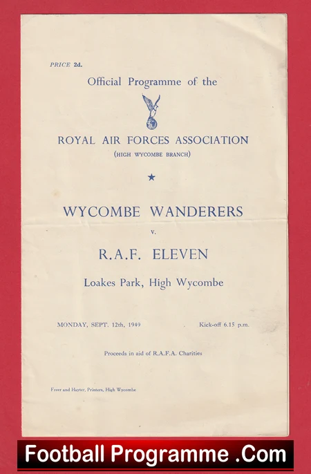 Wycombe Wanderers v Royal Air Force RAF 1949 - 1940s - Image 2