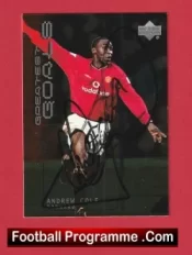Manchester United Andy Cole Autograph Signed Football Card Man Utd