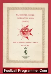 Manchester United Supporters Club Malta Multi Signed Menu 1981
