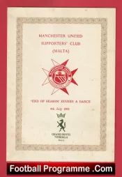 Manchester United Supporters Club Malta Multi Signed Menu 1981