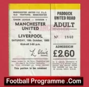 Manchester United v Liverpool 1985 – Football Match Ticket