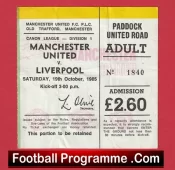 Manchester United v Liverpool 1985 – Football Match Ticket