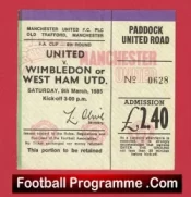 Manchester United v West Ham United 1985 – FAC Football Ticket