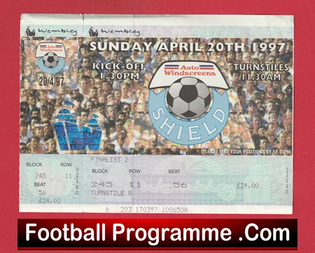 Carlisle United v Colchester United 1997 - Shield Cup Final Ticket Wembley - Image 2
