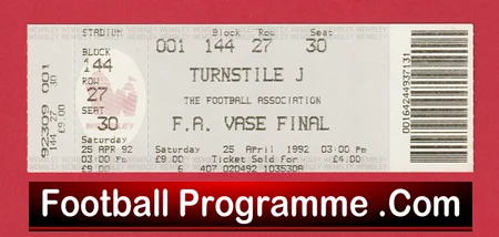 Wimborne Town v Guiseley 1992 - FA Vase Cup Final Ticket Wembley - Image 2
