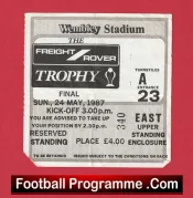 Bristol City v Mansfield Town 1987 – Trophy Cup Final Ticket Wembley